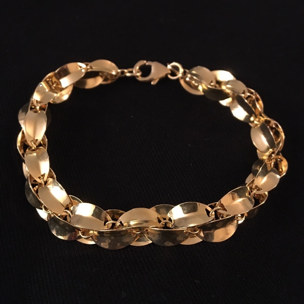 Signed Bronze Milor Italy Link Bracelet Gold Tone